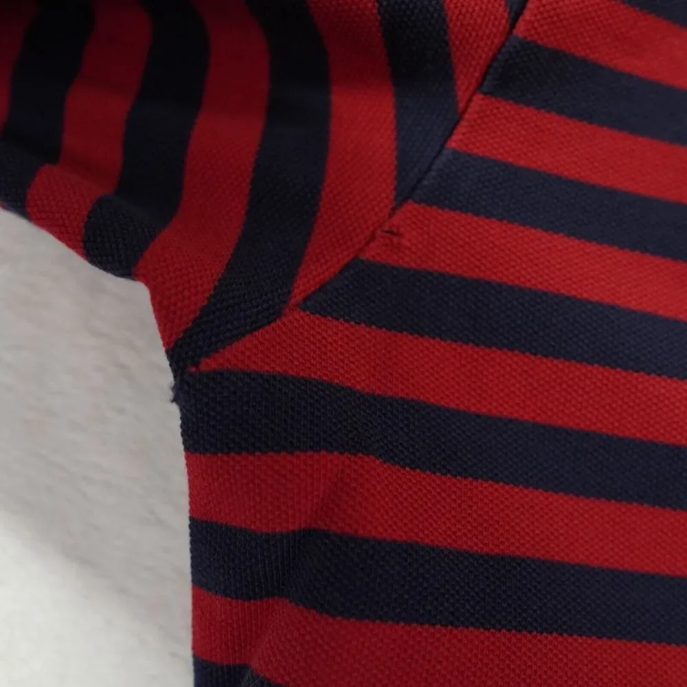 Vintage Polo Ralph Lauren Shirt Mens 1XL BIG Red Navy‎ Blue Striped Polo READ